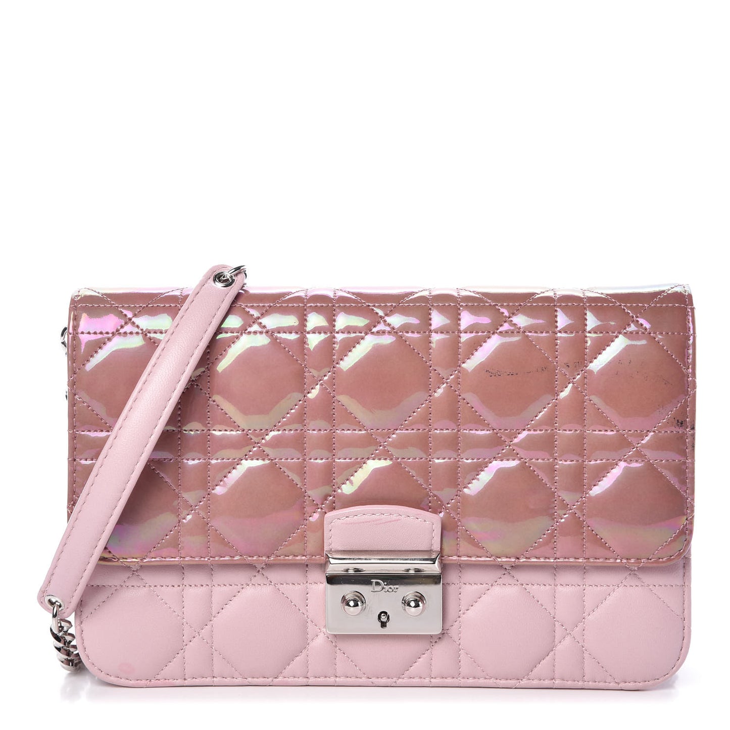 Patent Lambskin Cannage Miss Dior Promenade Pouch Pink
