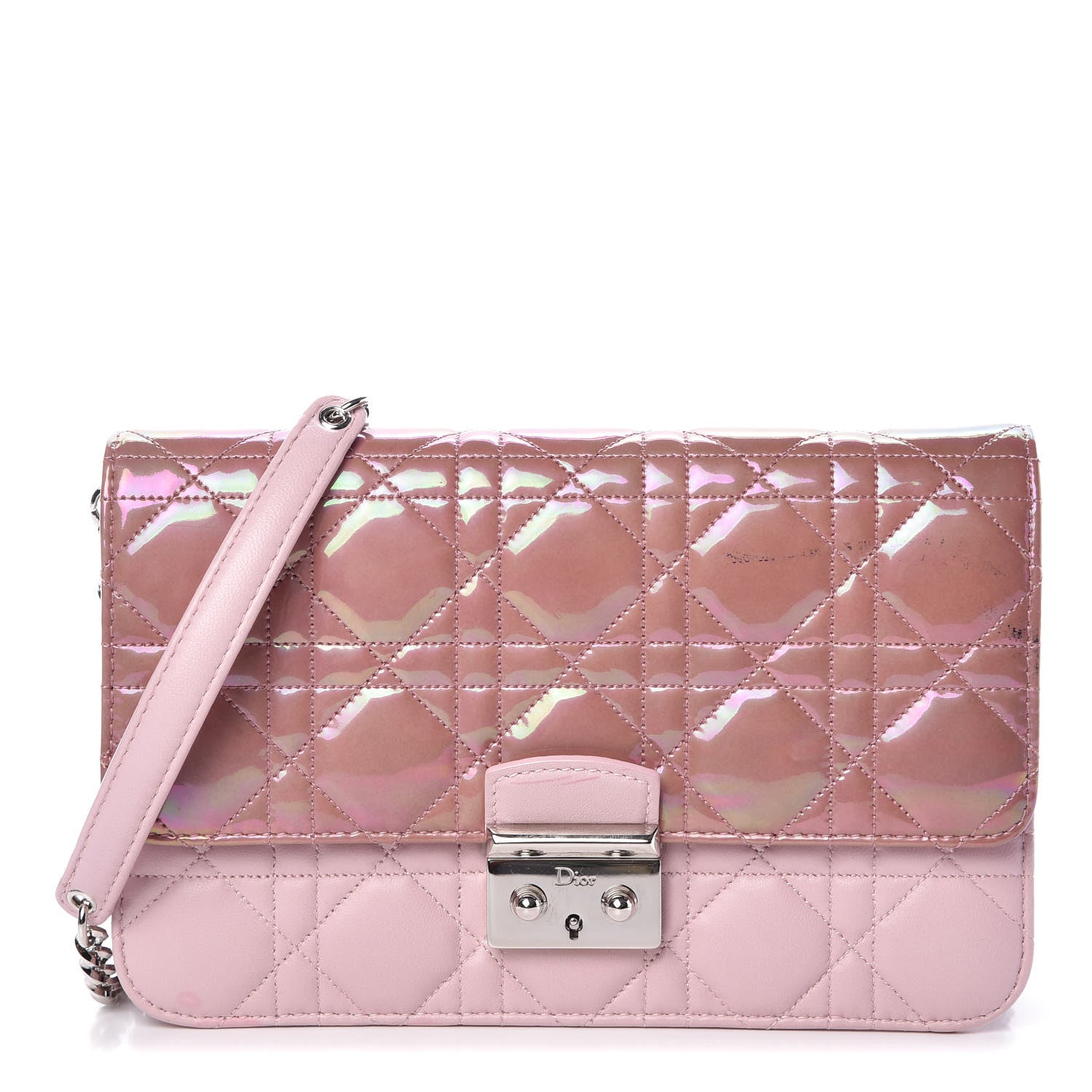 Christian Dior Patent Lambskin Cannage Miss Dior Promenade Pouch Pink 1 of 12