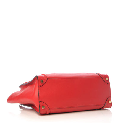 Celine Drummed Calfskin Shoulder Luggage Coquelicot 4 of 9