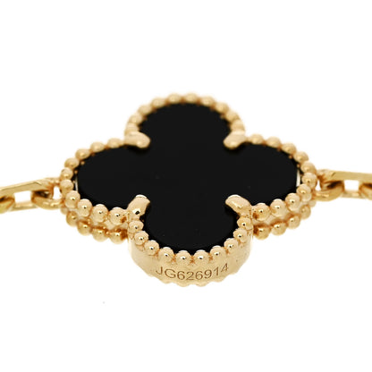 Van Cleef & Arpels 18K Yellow Gold Black Onyx 5 Motifs Vintage Alhambra Bracelet 4 of 5
