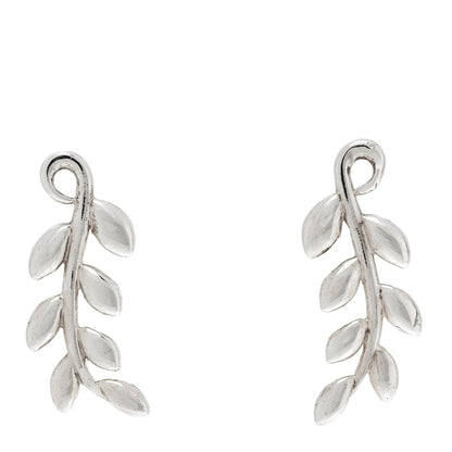 Tiffany Sterling Silver Paloma Picasso Olive Leaf Climber Earrings 1 of 5