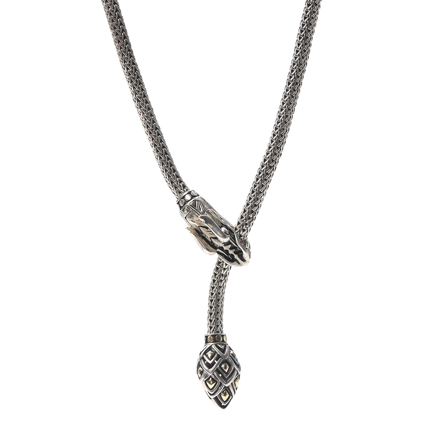 John Hardy Sterling Silver 18K Yellow Gold Legends Naga Dragon Lariat Necklace 1 of 6