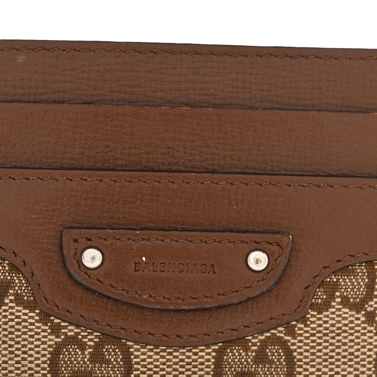 X GUCCI GG Monogram Azalea Calfskin Neo Classic Card Holder Beige Ebony Brown Sugar