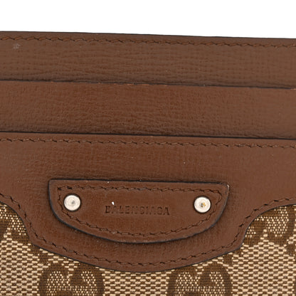 Balenciaga X GUCCI GG Monogram Azalea Calfskin Neo Classic Card Holder Beige Ebony Brown Sugar 11 of 11