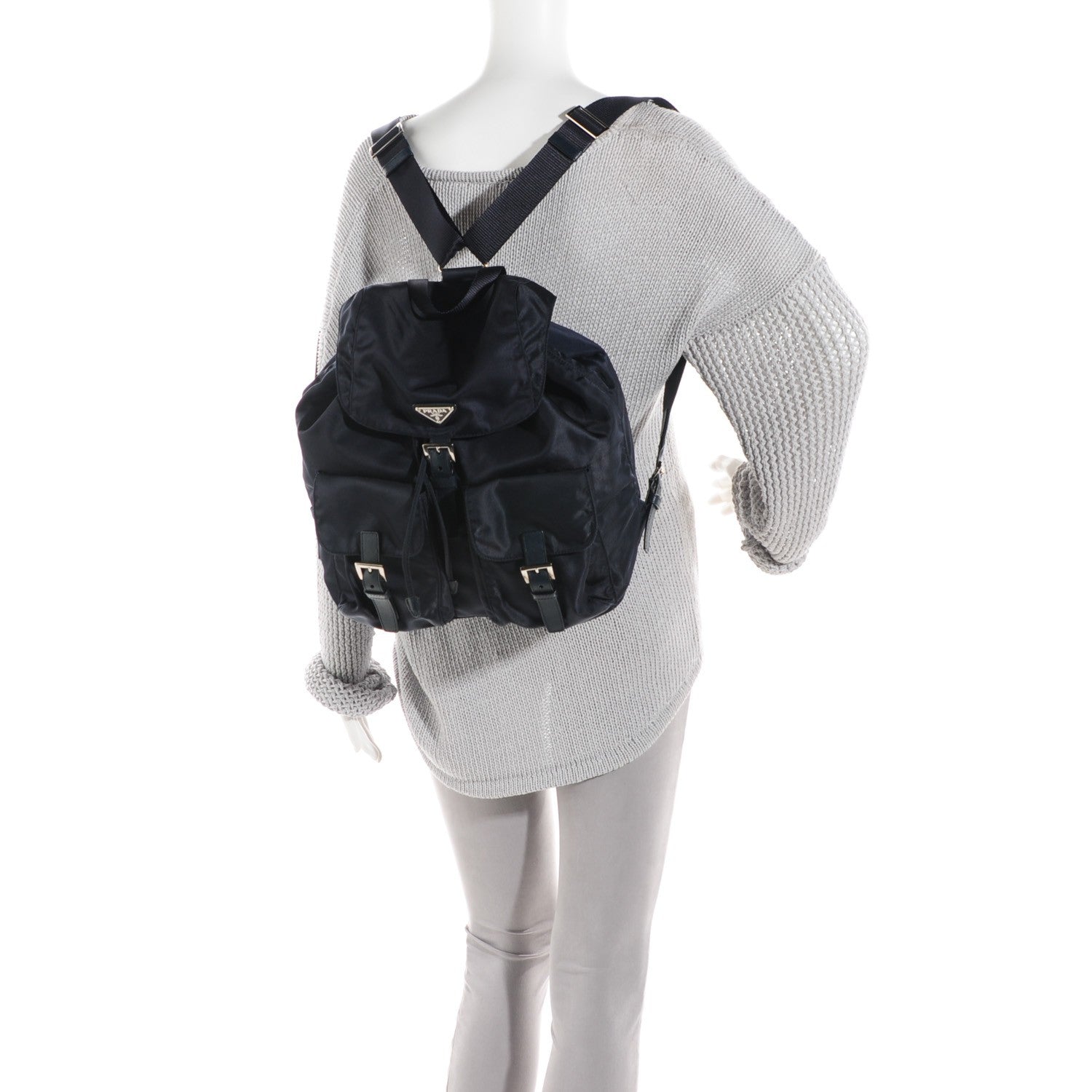 Prada Tessuto Nylon Medium Backpack Blue 2 of 11
