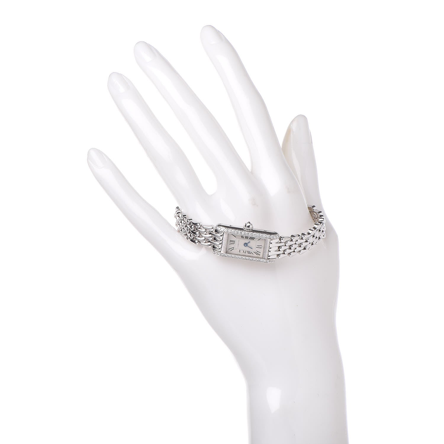 Cartier 18K White Gold Diamond 14mm Mini Tank Louis Quartz Watch 3 of 8