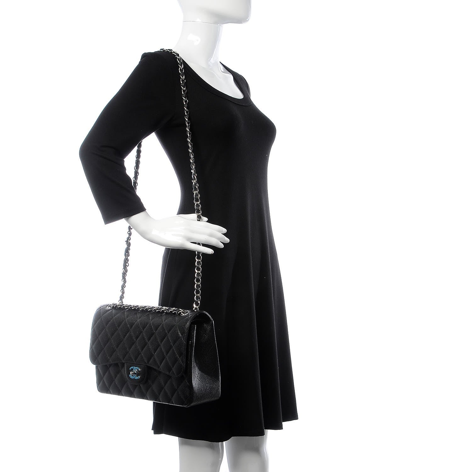 Chanel Caviar Quilted Jumbo Double Flap Black 2 of 10