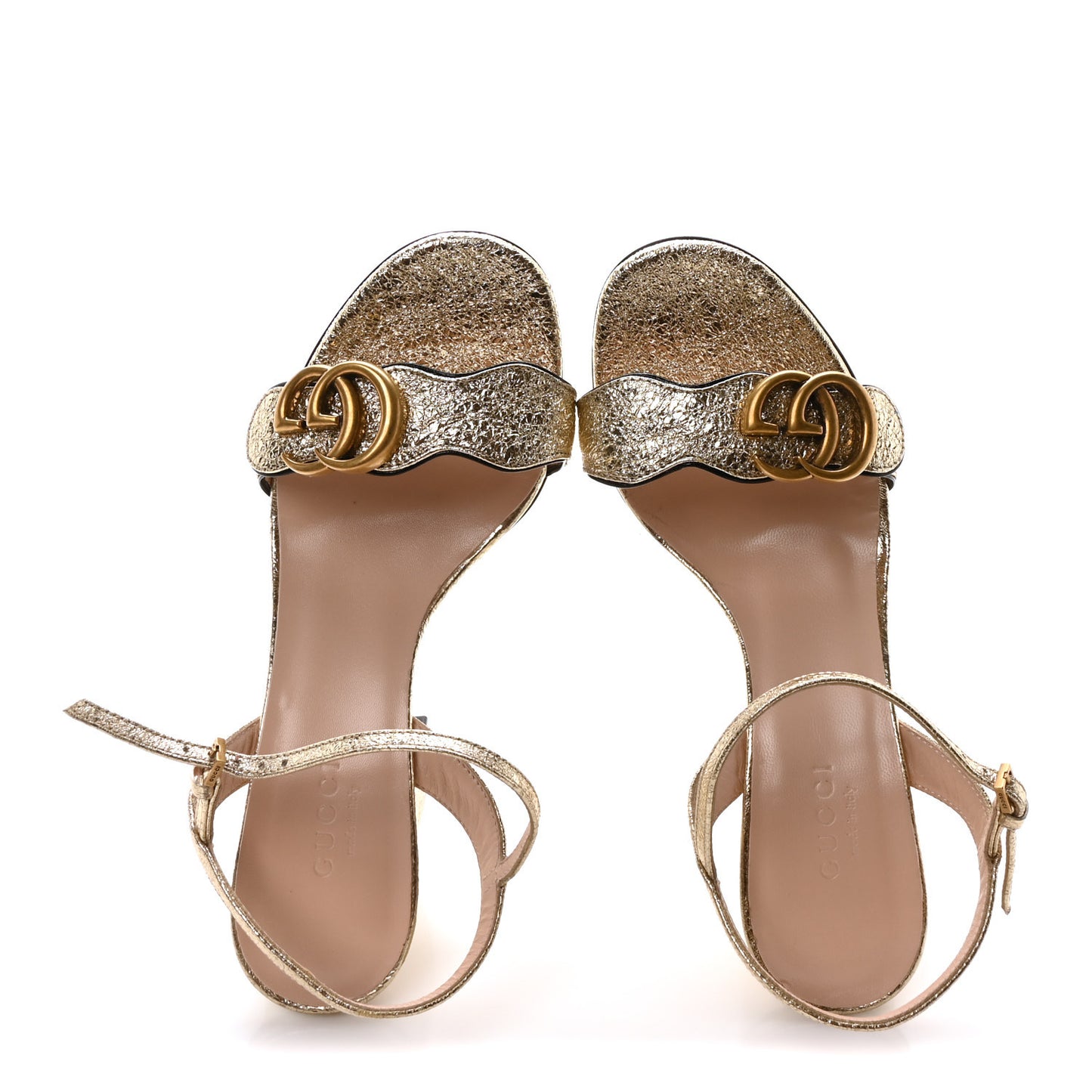 Galassia GG Marmont Ankle Wrap 75mm Sandals 35 Platino