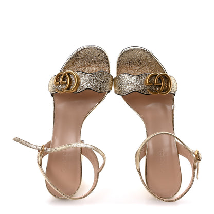 Gucci Galassia GG Marmont Ankle Wrap 75mm Sandals 35 Platino 2 of 9
