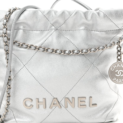 Chanel Metallic Lambskin Quilted Mini Chanel 22 Silvery 8 of 11