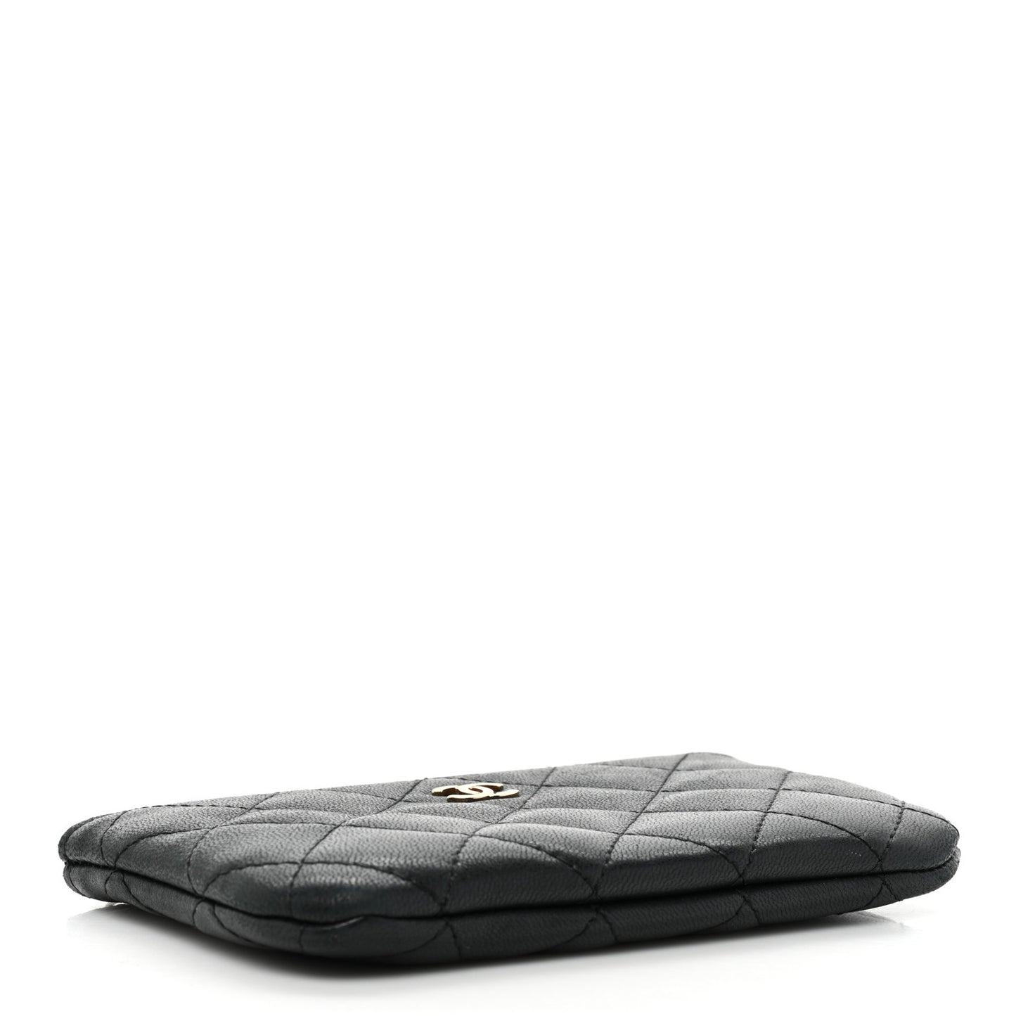 Lambskin Quilted Small Cosmetic Case Black