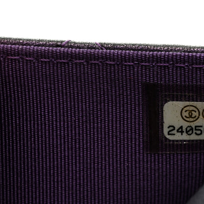 Chanel Iridescent Lambskin Quilted Wallet On Chain WOC Dark Purple 8 of 12