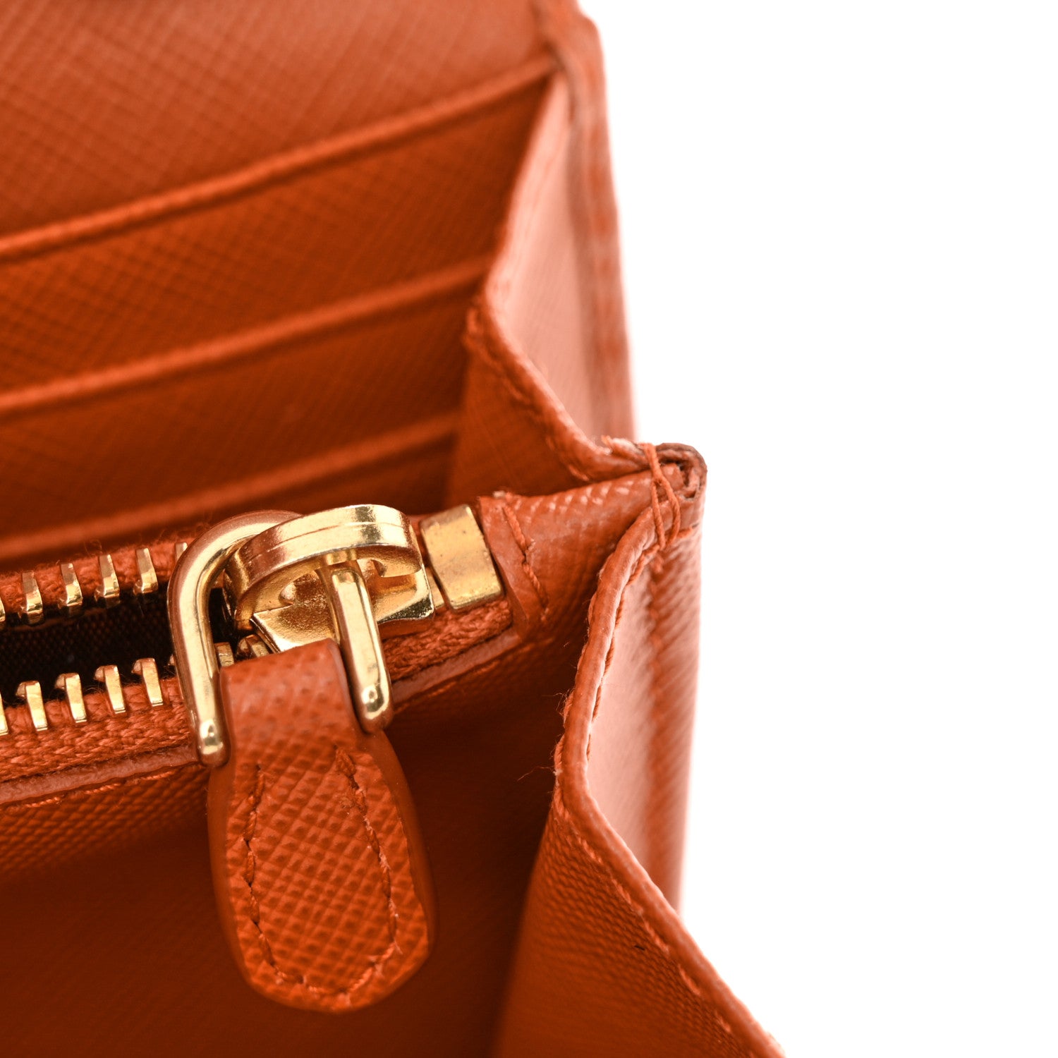 Prada Saffiano Metal Oro Chain Wallet Papaya 12 of 13