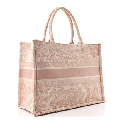 Christian Dior Canvas Embroidered Medium Dioriviera Toile De Jouy Book Tote Rose 3 of 15