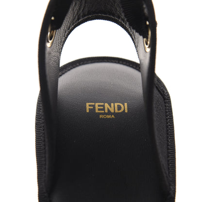 Fendi Canvas FF Embroidered Roma Ankle Wrap Espadrille Wedges 39 Black 7 of 9