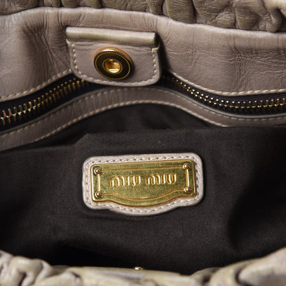 Miu Miu Vitello Lux Gathered Tote Pomice 8 of 16