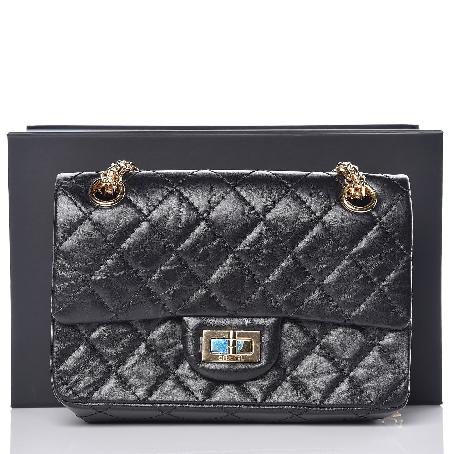 Aged Calfskin Quilted 2.55 Reissue Mini Flap Black