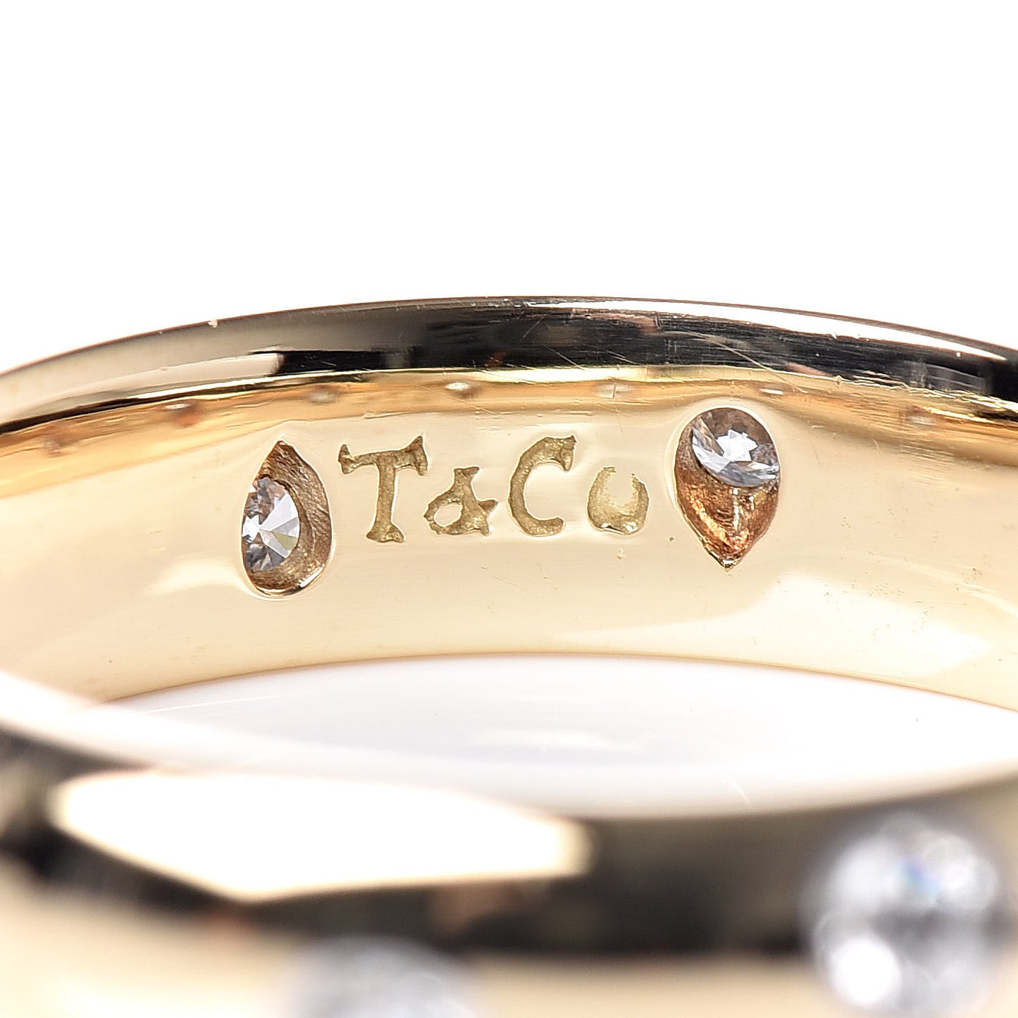 18K Yellow Gold Platinum Diamond 4mm Etoile Band Ring 47 4.25