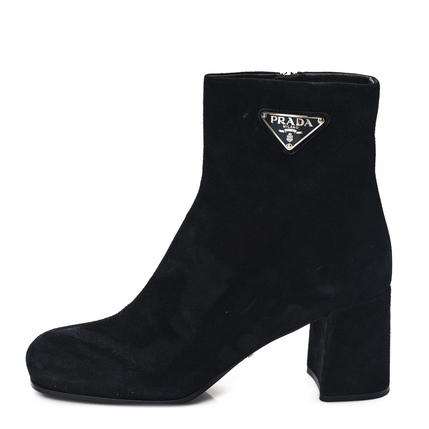Velvet Metal Triangle Logo Zip 65mm Boots 39 Black