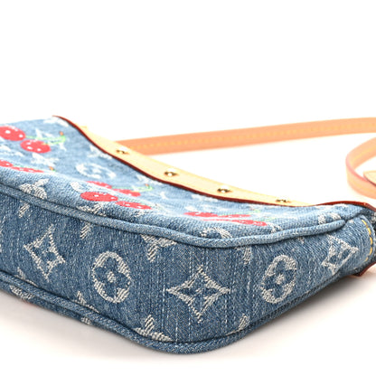 Louis Vuitton LV X TM Monogram Denim Cerises Pochette Accessories Blue 8 of 9