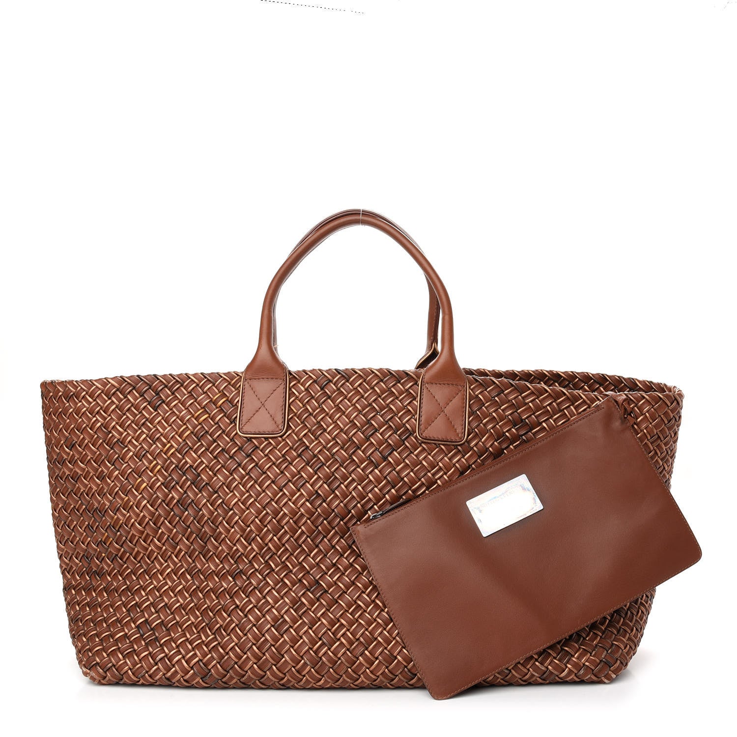 Bottega Veneta Metallic Intrecciato Nappa Large Cabat Brown Gold 1 of 9