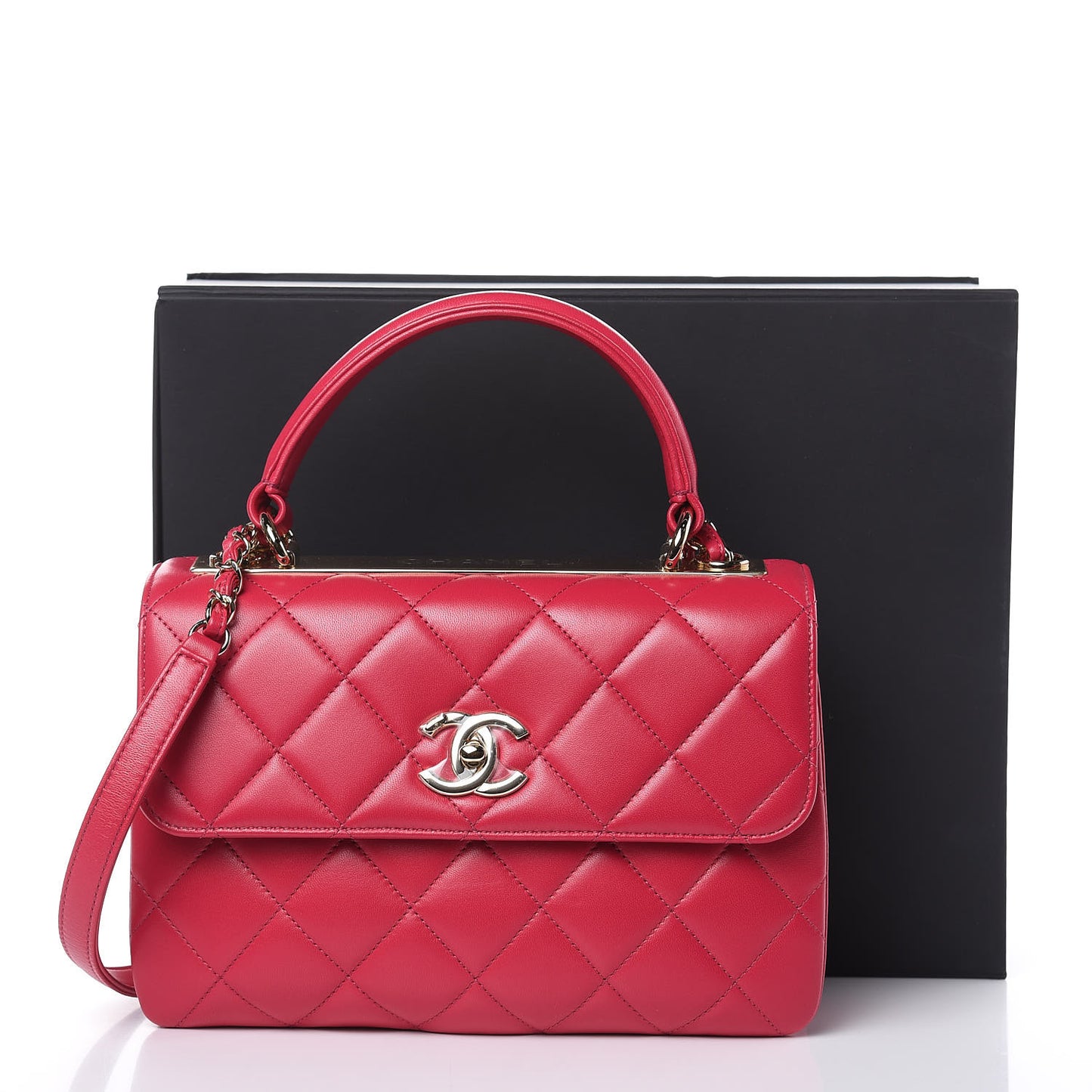 Lambskin Quilted Small Trendy CC Flap Dual Handle Bag Pink