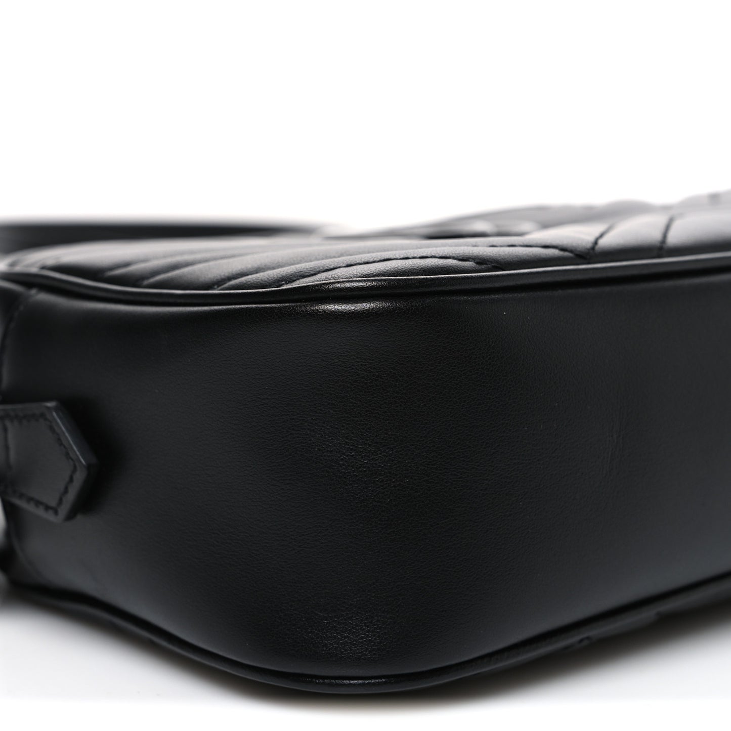 Calfskin Matelasse Monochrome Small GG Marmont Chain Shoulder Bag Black