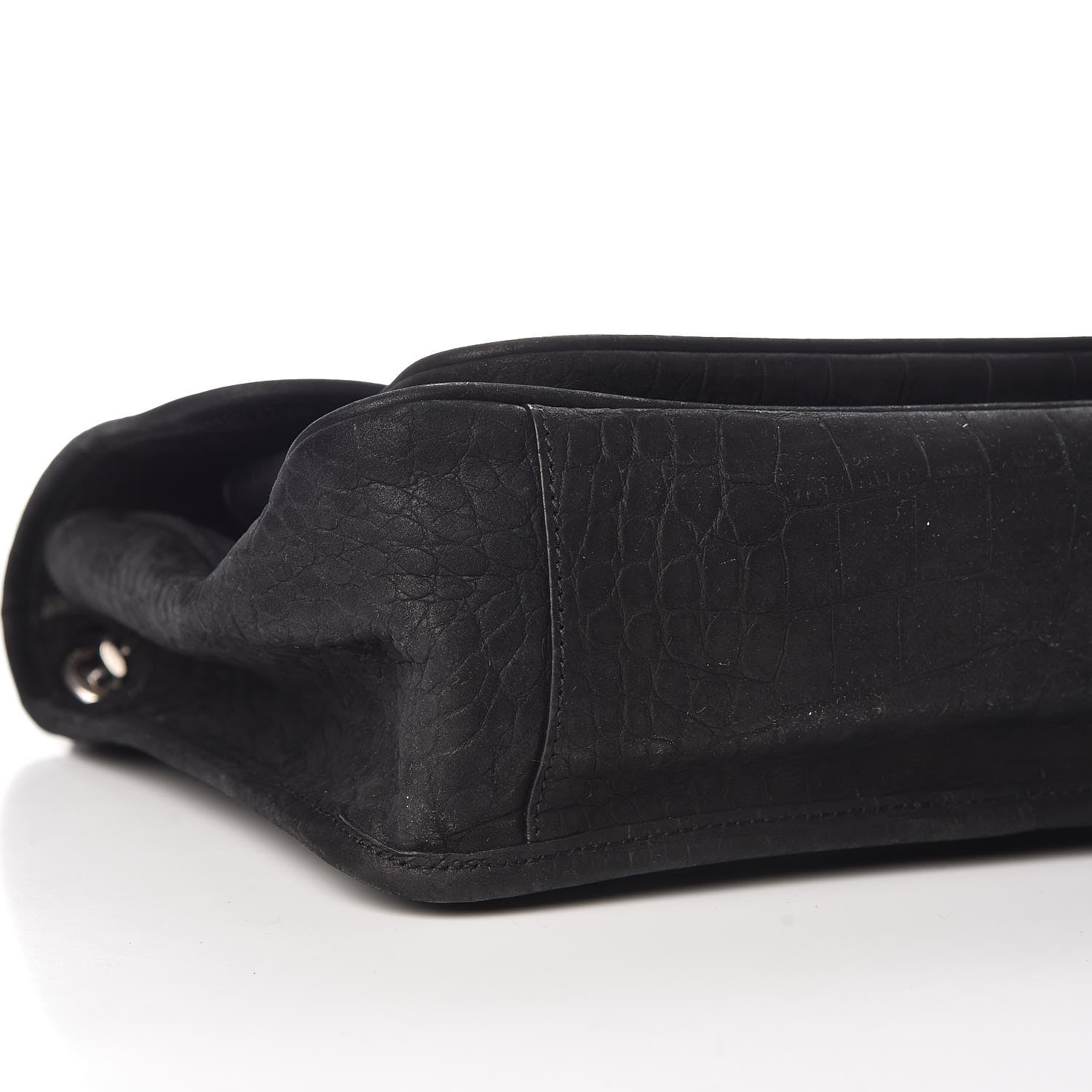 Saint Laurent Nubuck Crocodile Embossed Monogram Medium Niki Chain Satchel Black 5 of 9