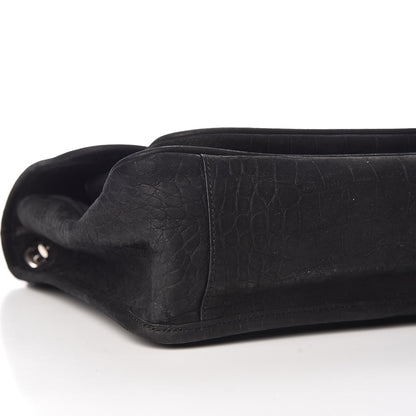 Saint Laurent Nubuck Crocodile Embossed Monogram Medium Niki Chain Satchel Black 5 of 9
