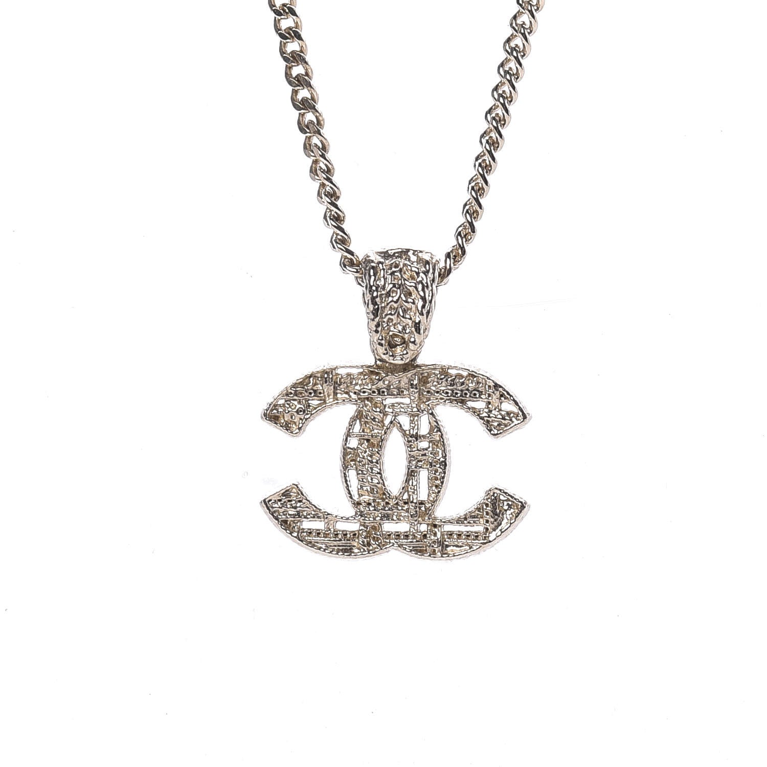 Chanel Tweed Effect CC Necklace Gold 4 of 6