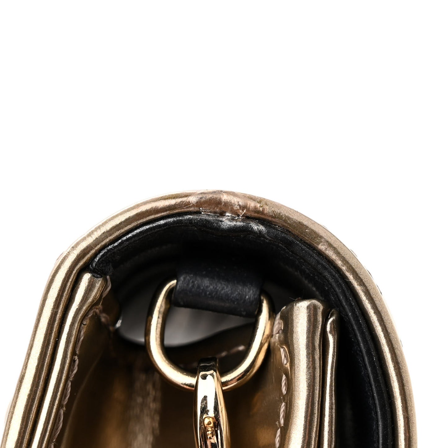 Metallic Patent Micro-Cannage Diorama Wallet on Chain Pouch