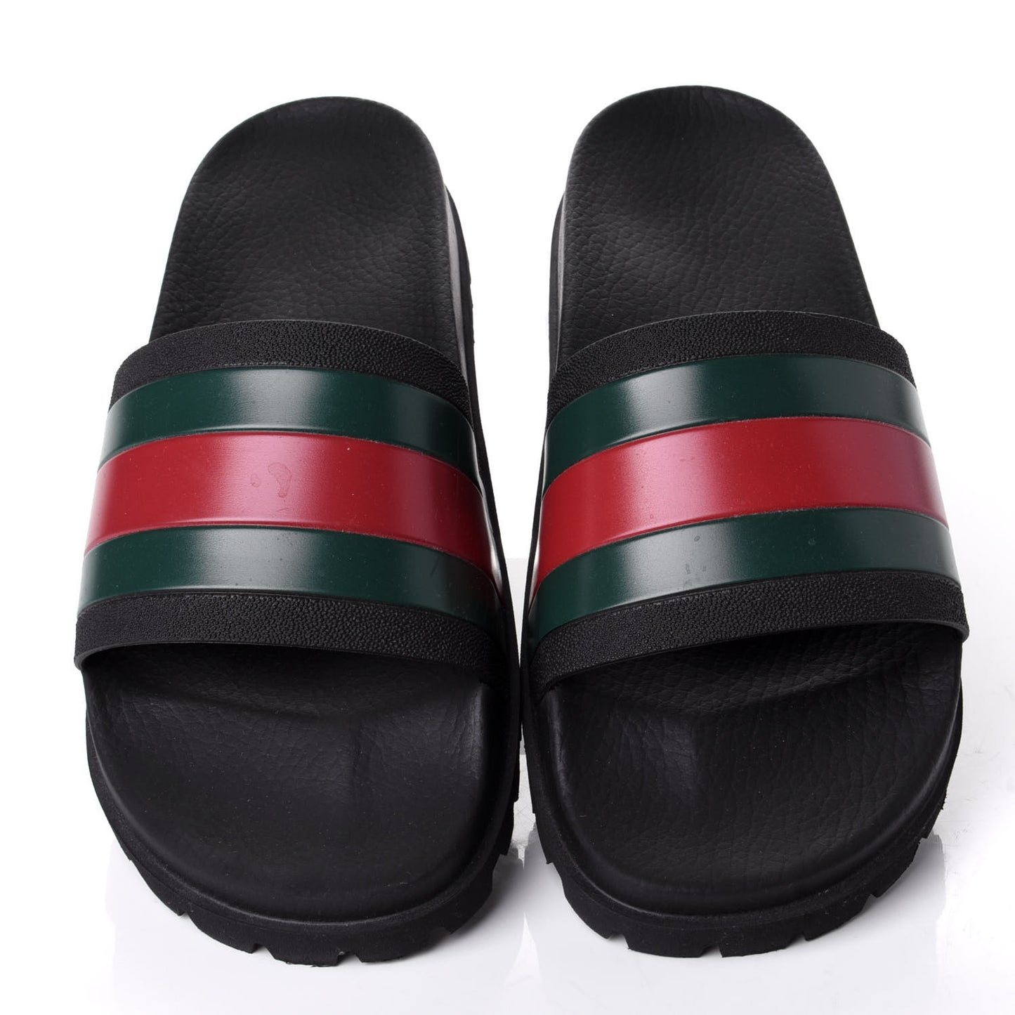 Rubber Web Mens Lug Sole Slide Sandals 10 Black Green Red