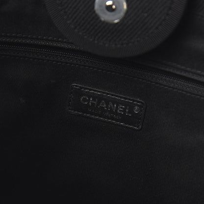 Chanel Canvas Pearl Medium Deauville Tote Black 9 of 11