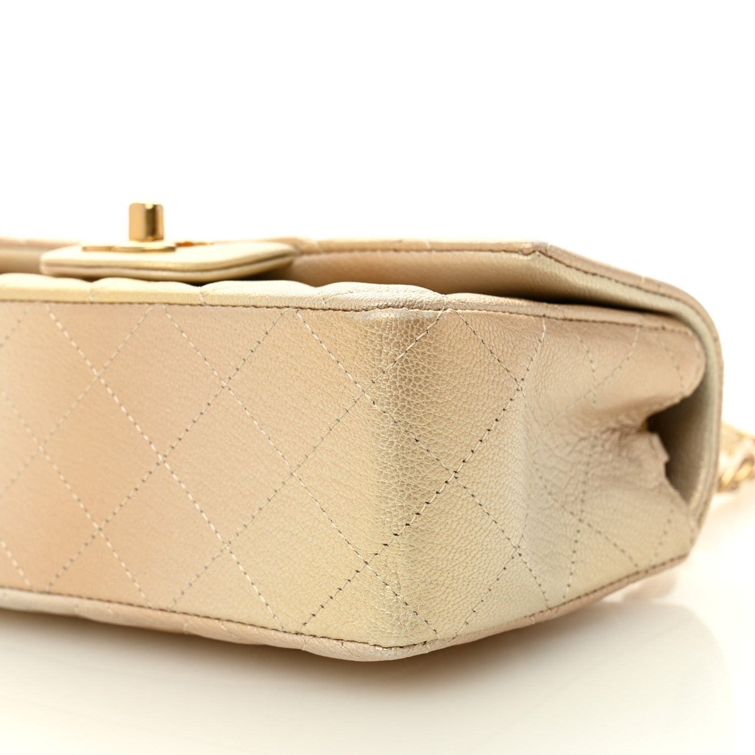 Chanel Metallic Goatskin Quilted Mini Rectangular Flap Gold 10 of 11