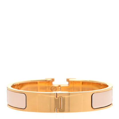 Hermes Enamel Narrow Clic Clac H Bracelet PM Beige Nacre 3 of 6