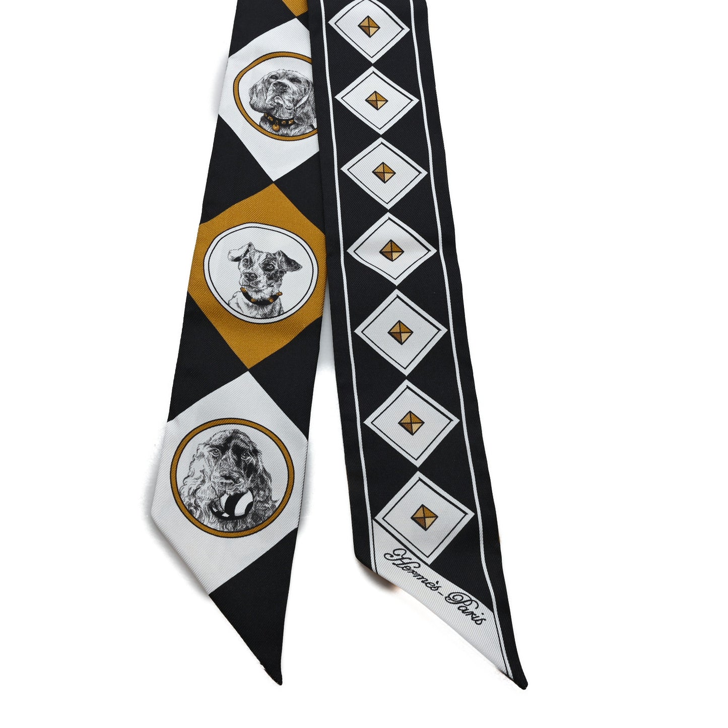 Silk Colliers Et Chiens Twilly Black Gold White