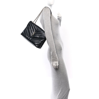 Saint Laurent Calfskin Y Quilted Monogram Medium Loulou Chain Satchel Black 2 of 12