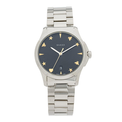 Gucci Stainless Steel 38mm G-Timeless Charm Quartz Watch Black 1 of 4