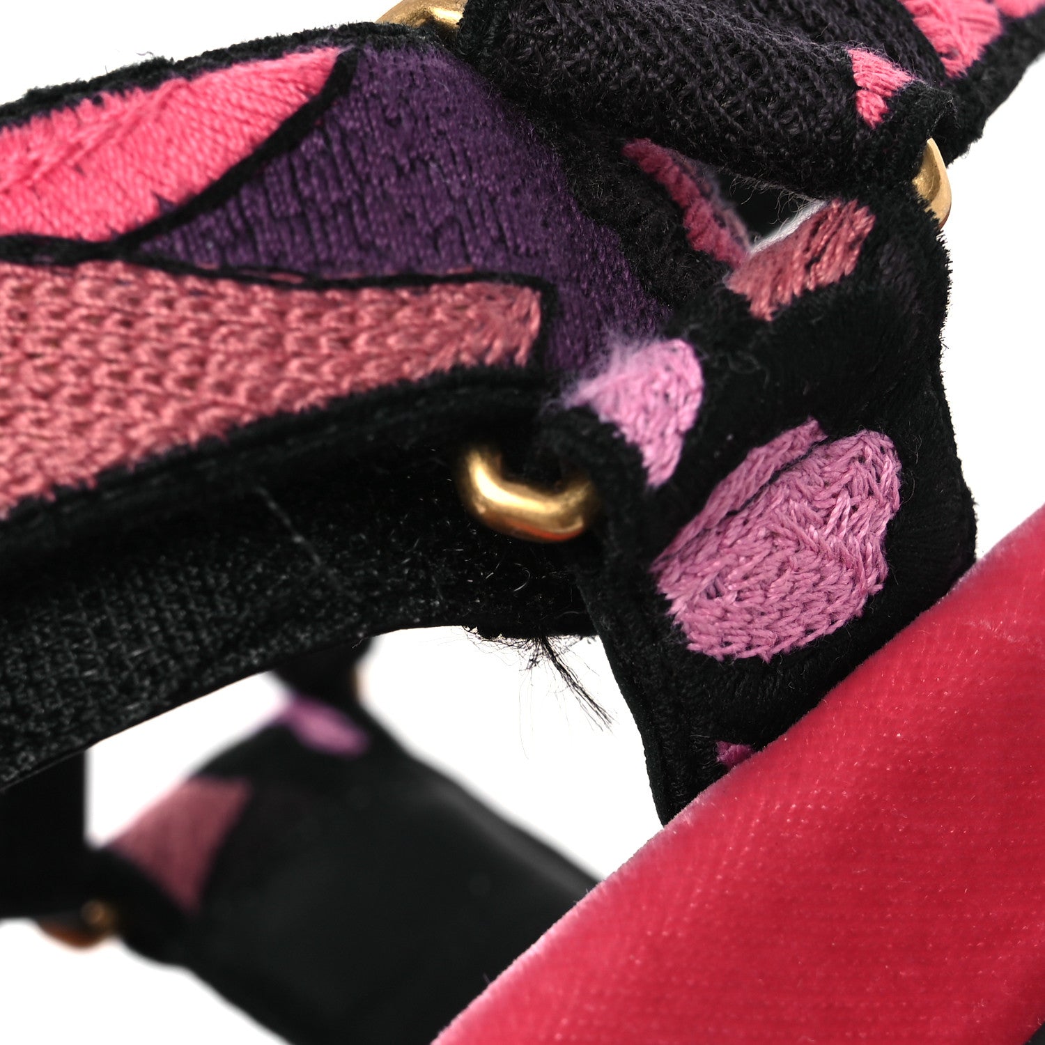 Christian Dior Canvas Embroidered Velvet Jardin Indien 10mm D-Wave Sandals 39 Pink Multicolor 12 of 13