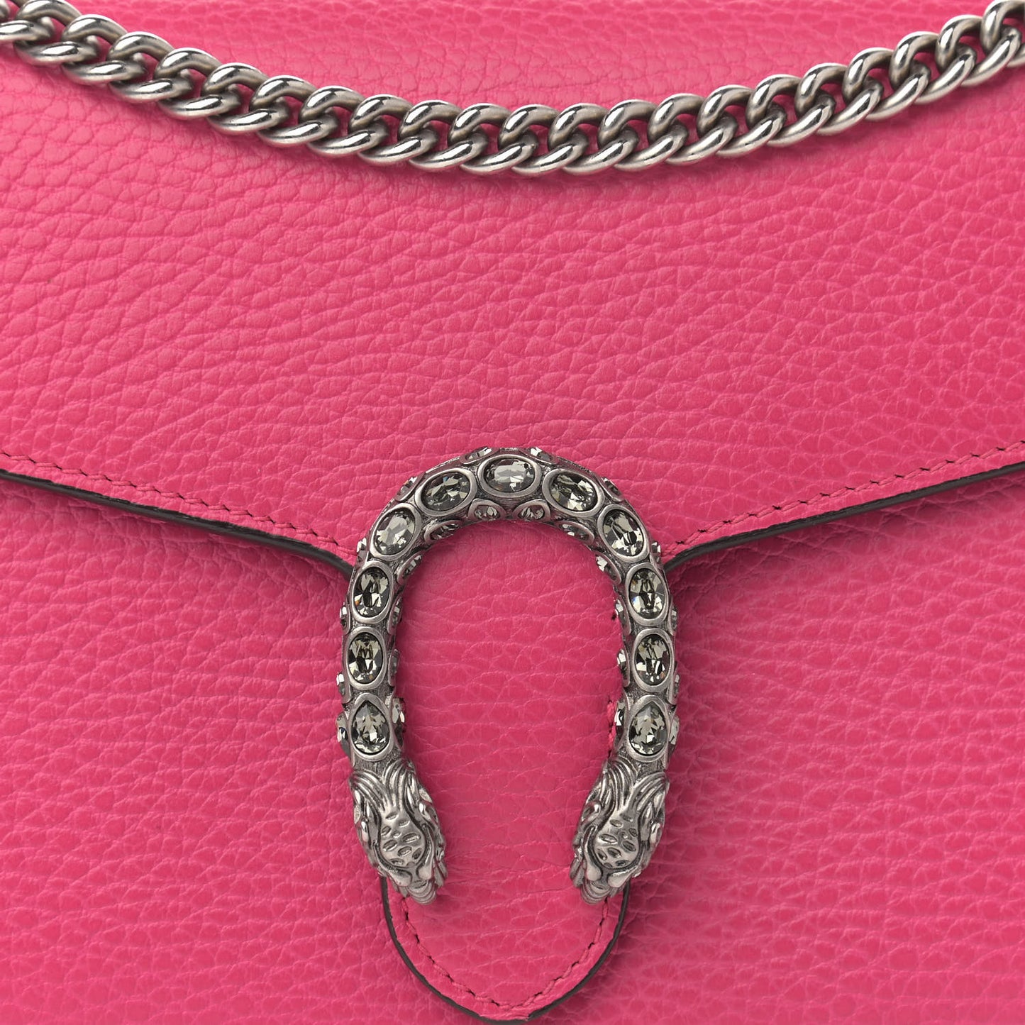 Dollar Calfskin Crystal Mini Dionysus Chain Wallet Box Pink
