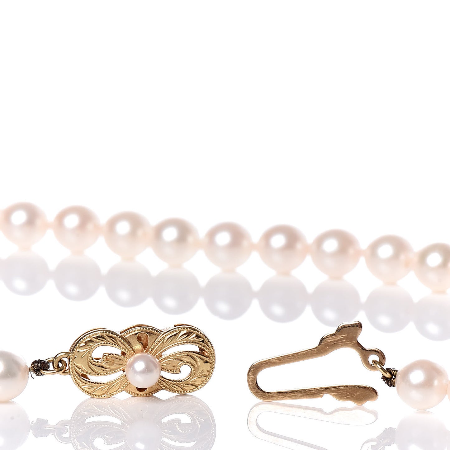 18K White Gold Akoya Pearl 6-6.5mm Strand Necklace 25"