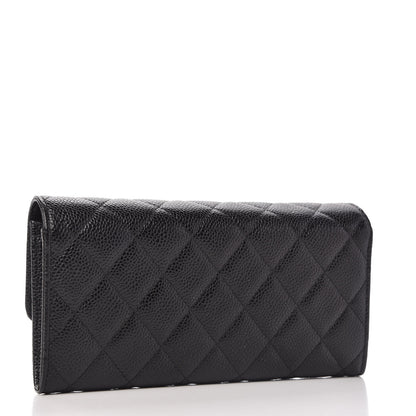 Chanel Caviar Quilted Large Gusset Flap Wallet Black 3 of 12