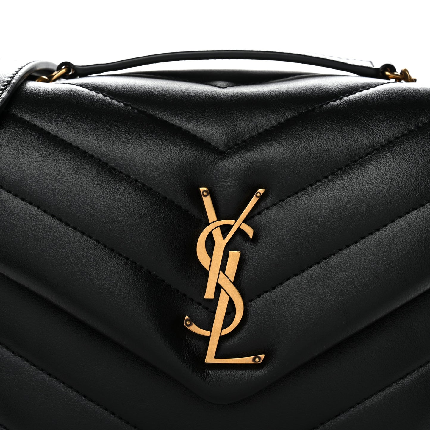 Calfskin Y Quilted Monogram Small Loulou Chain Satchel Black