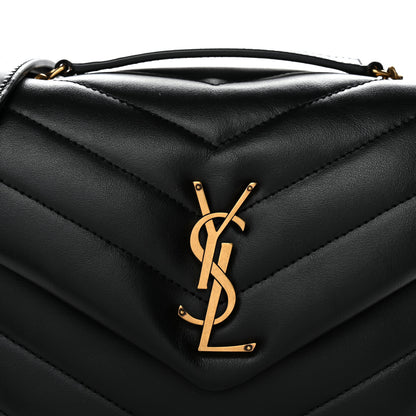 Saint Laurent Calfskin Y Quilted Monogram Small Loulou Chain Satchel Black 8 of 10