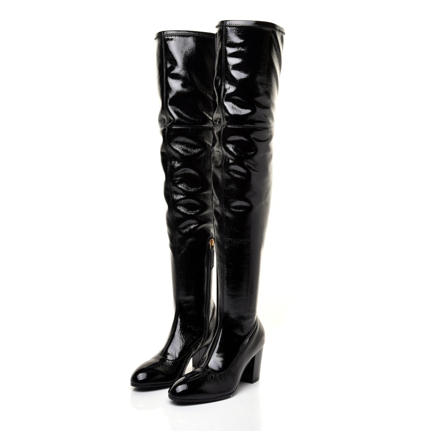 Gucci Patent Pryntil Over The Knee Boots 35.5 Black 3 of 9