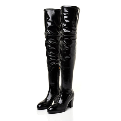 Gucci Patent Pryntil Over The Knee Boots 35.5 Black 3 of 9