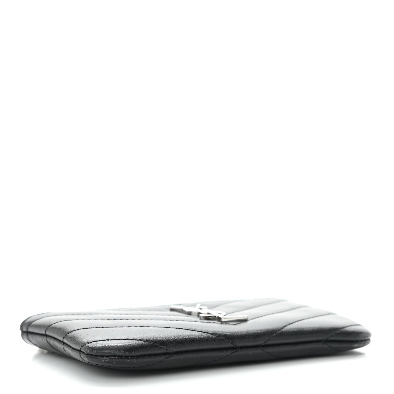 Saint Laurent Calfskin Matelasse Monogram Key Pouch Black 2 of 9