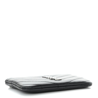 Saint Laurent Calfskin Matelasse Monogram Key Pouch Black 2 of 9