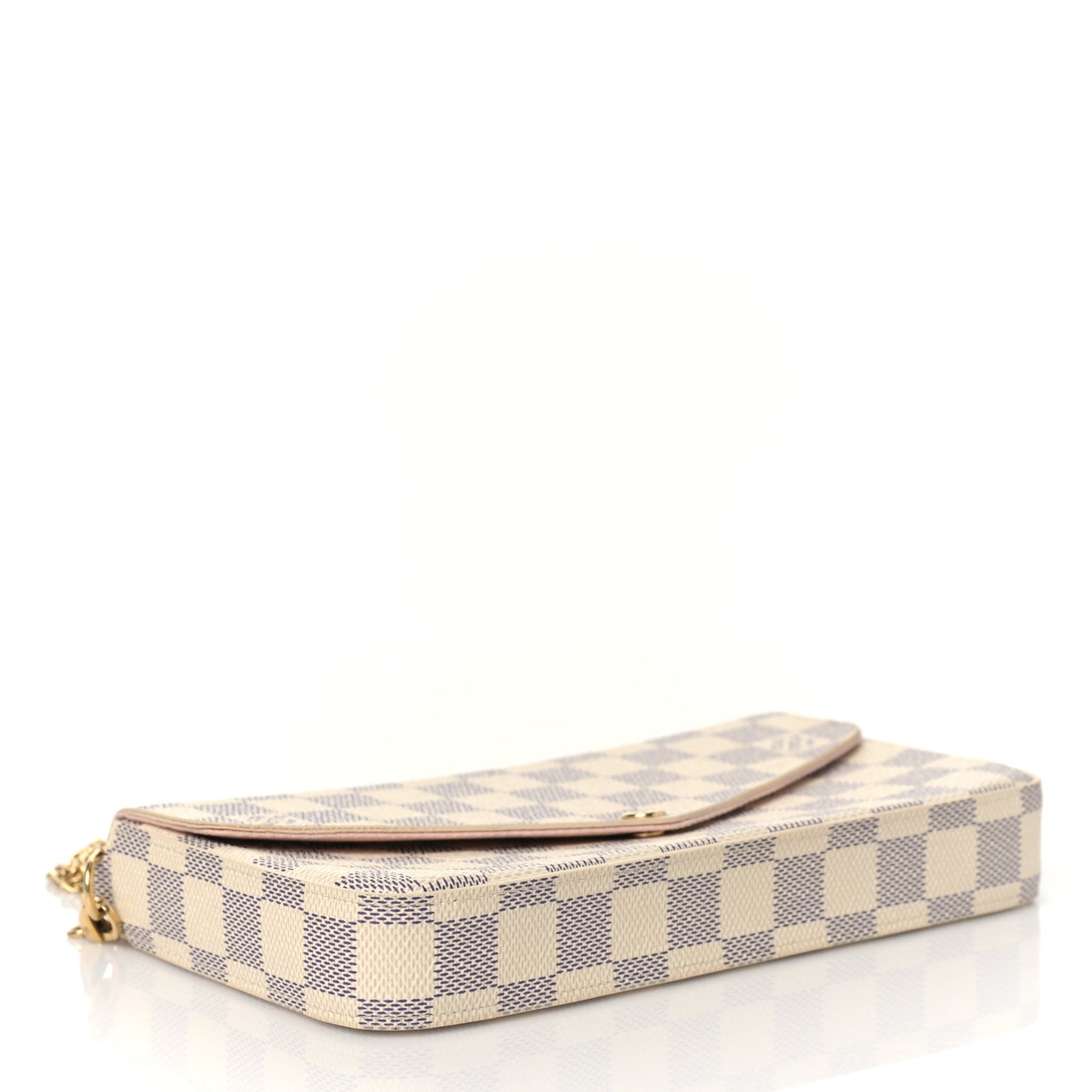 Damier Azur Pochette Felicie Chain Wallet Rose Ballerine