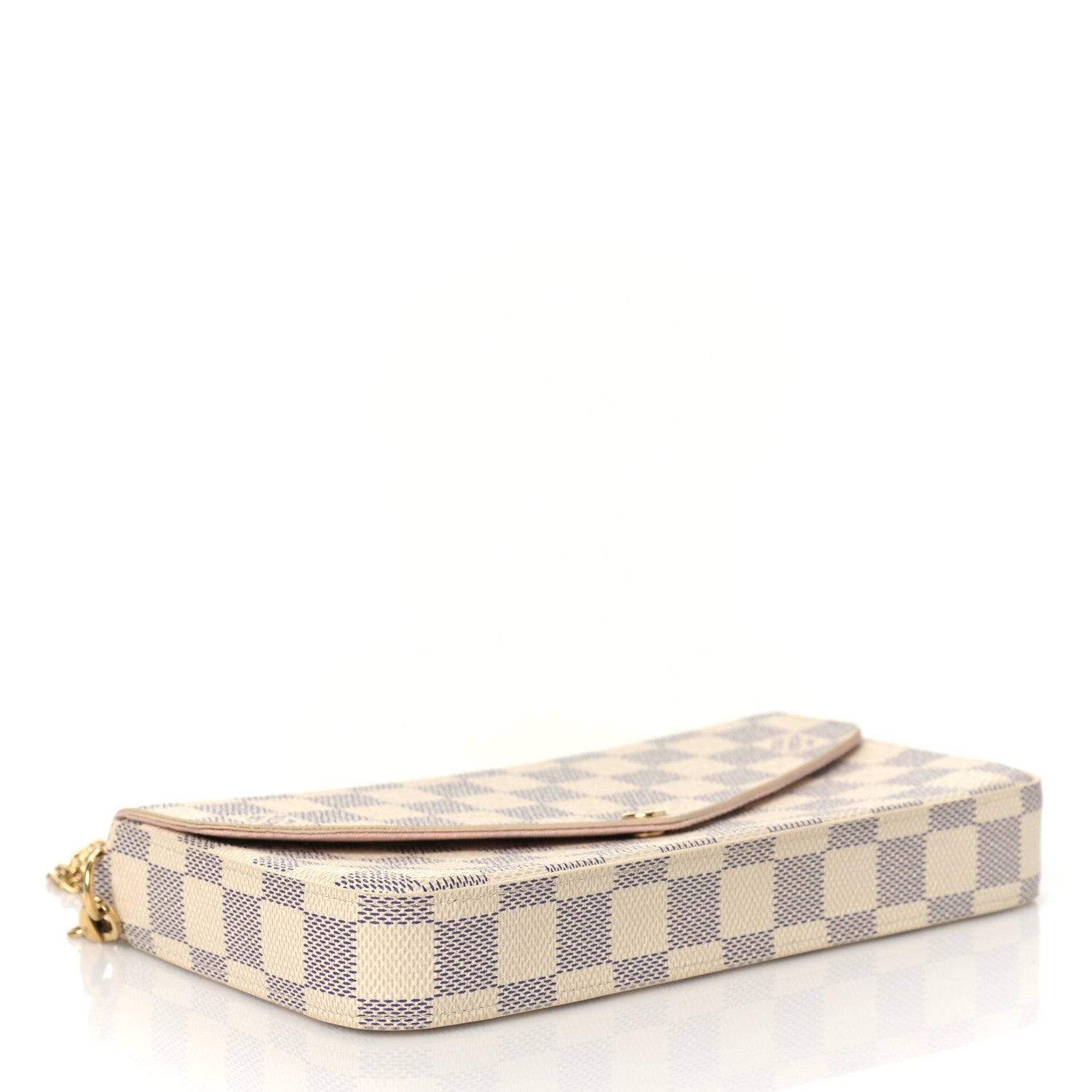 Louis Vuitton Damier Azur Pochette Felicie Chain Wallet Rose Ballerine 4 of 9